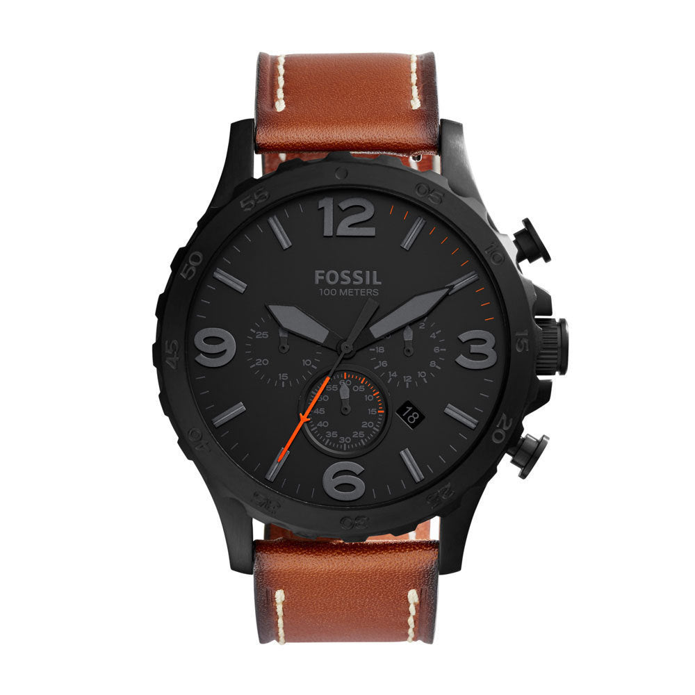 Fossil nate clearance chronograph leather watch