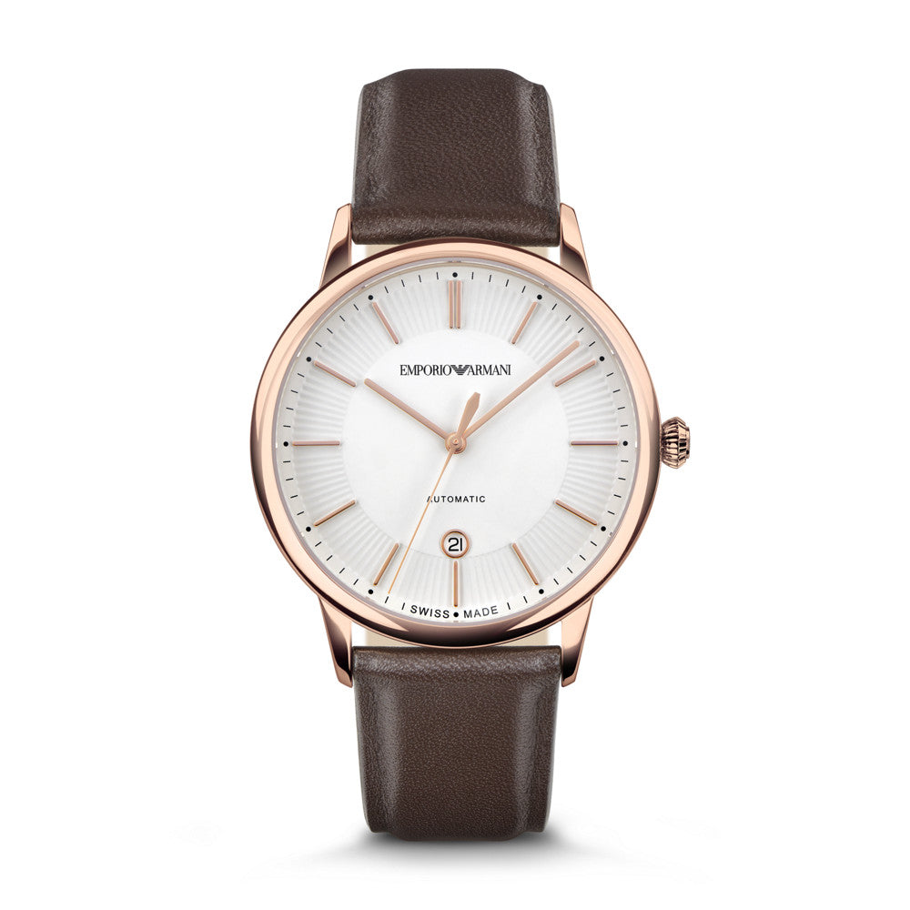 Armani watch 2024 strap brown leather