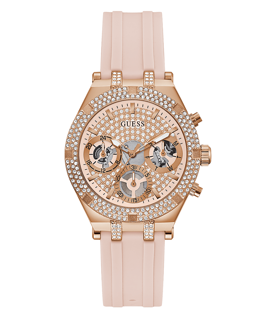 Rose Gold Tone Case Pink Silicone Watch