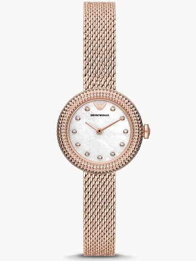 Armani rose sale gold mesh watch