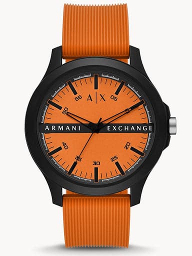 Armani Exchange Three Hand Orange Silicone Watch Ax2432I