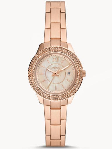 Fossil Stella Three-Hand Date Rose Gold-Tone Stainless Steel Watch Es5