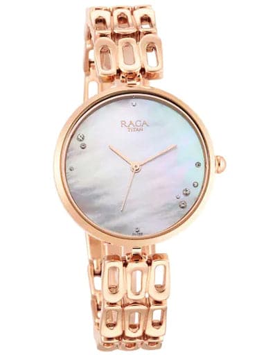 Titan Raga Chic Mother Of Pearl Dial Metal Strap Watch 2659Wm01