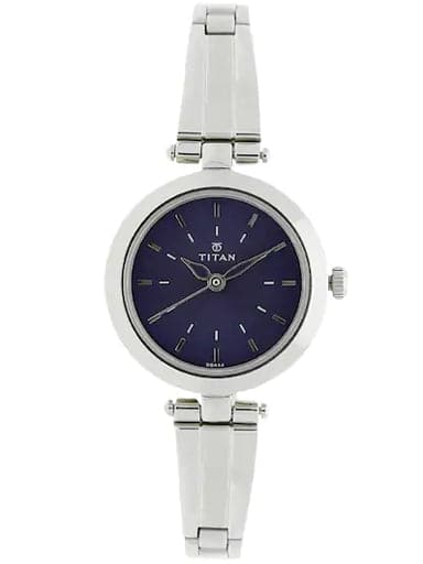 Titan blue dial silver stainless steel strap discount watch