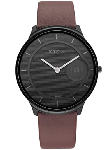 Titan Edge Baseline Watch With Black Dial Brown Leather Strap Np1843