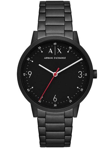 Armani Exchange Three Hand Black Stainless Steel Watch Ax2738I