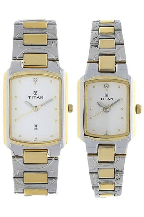 Titan couple best sale gold watches