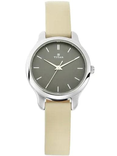 Titan Work Wear Anthracite Dial Leather Strap Women S Watch Np2481Sl11