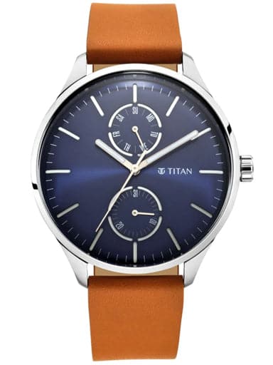 Workwear watch with blue hot sale dial & leather strap