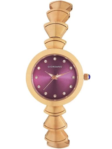 Giordano Womens Purple Dial Metallic Analogue Watch R4007 44