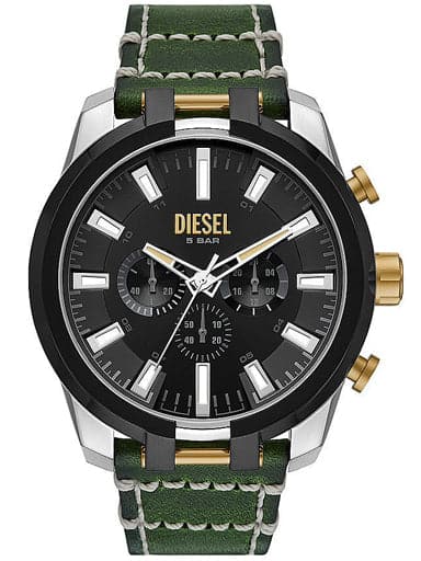Diesel Split Chronograph Watch Leather Dz4588 Green