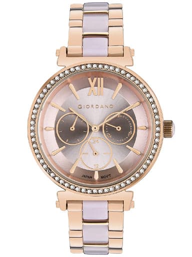 Giordano Women Pink Dial Multi Functional Watch Gd 2075 33