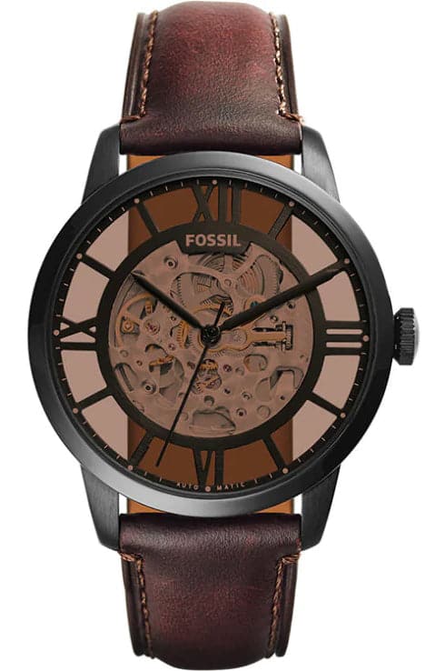 Fossil Townsman Automatic Brown Skeleton Dial Men S Watch