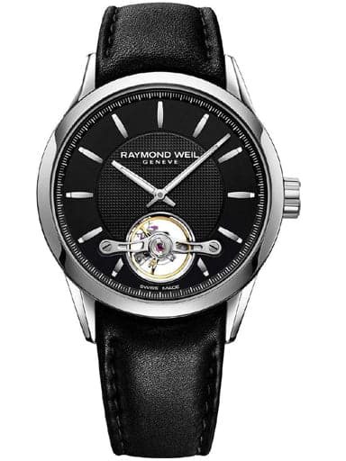 Raymond Weil Freelancer Men S Automatic Steel On Leather Strap Black D