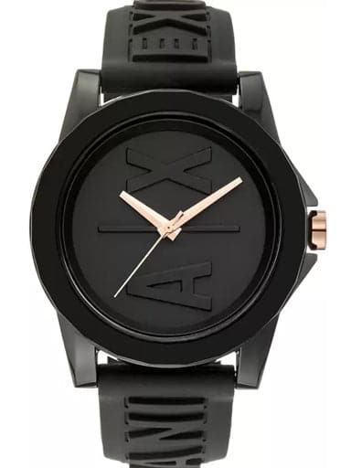 Armani exchange black online dial leather strap watch