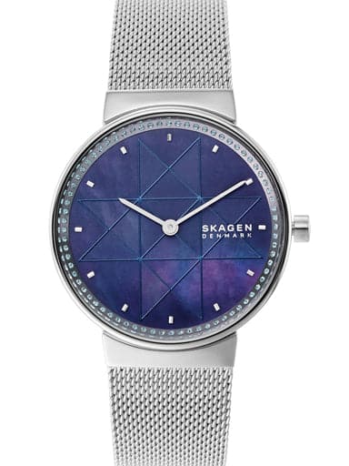 Skagen Annelie Two Hand Silver Tone Steel Mesh Watch