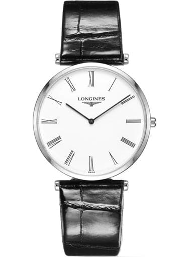 Longines La Grande Classique White Dial Black Leather Watch