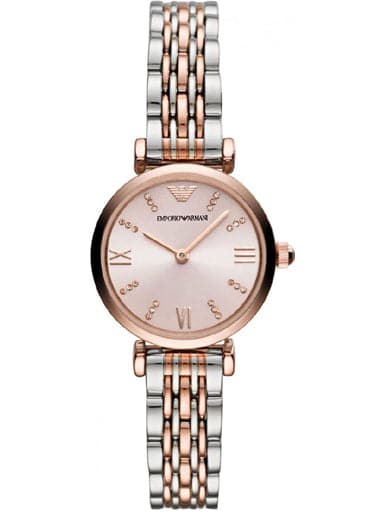 Emporio Armani Gianni T Bar Round Analog Pink Dial Watch For Women