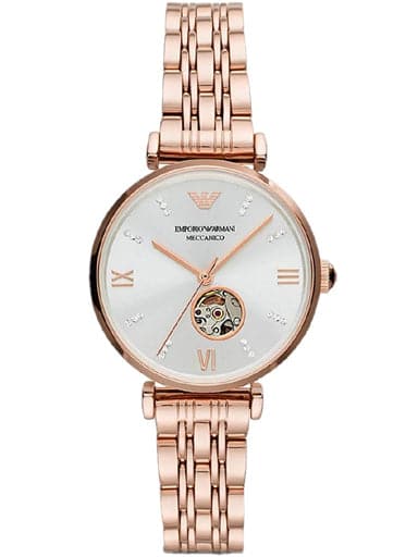 Emporio Armani Gianni T Bar Automatic Watch With Rose Gold Tone Stainl