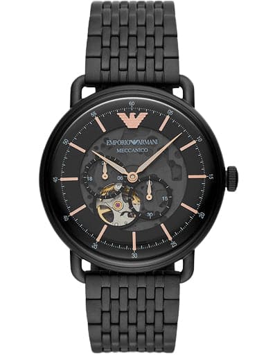 Black metal armani clearance watch