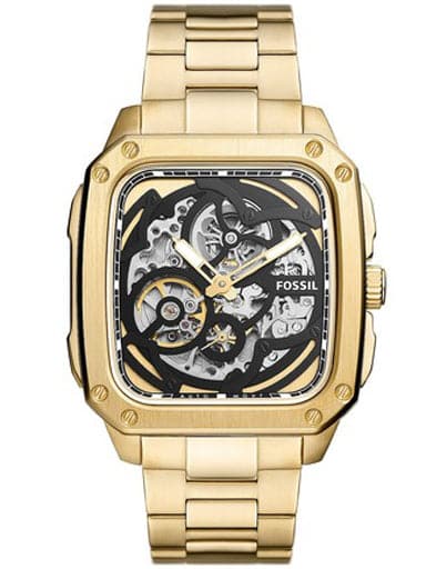 Fossil gold watch black on sale face