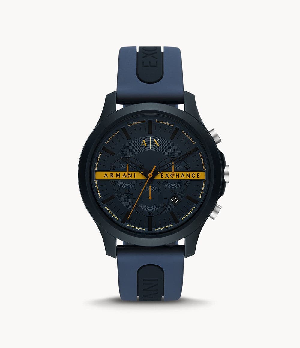 Armani Exchange Chronograph Black and Blue Silicone Watch AX2441I