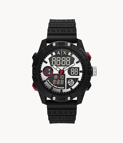 Armani Exchange Analog Digital Black Silicone Watch AX2960