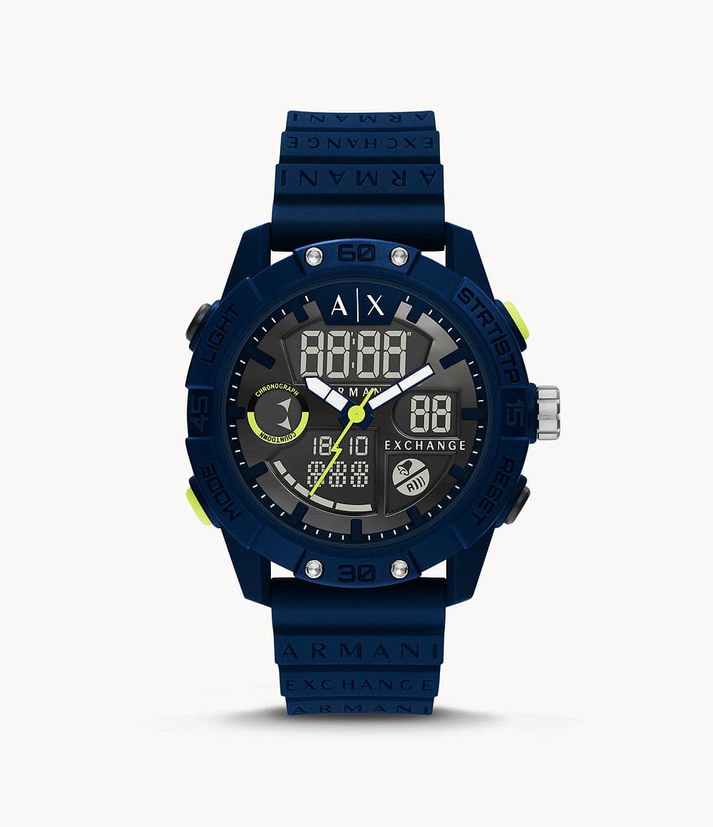 Armani Exchange Analog Digital Black Silicone Watch AX2962