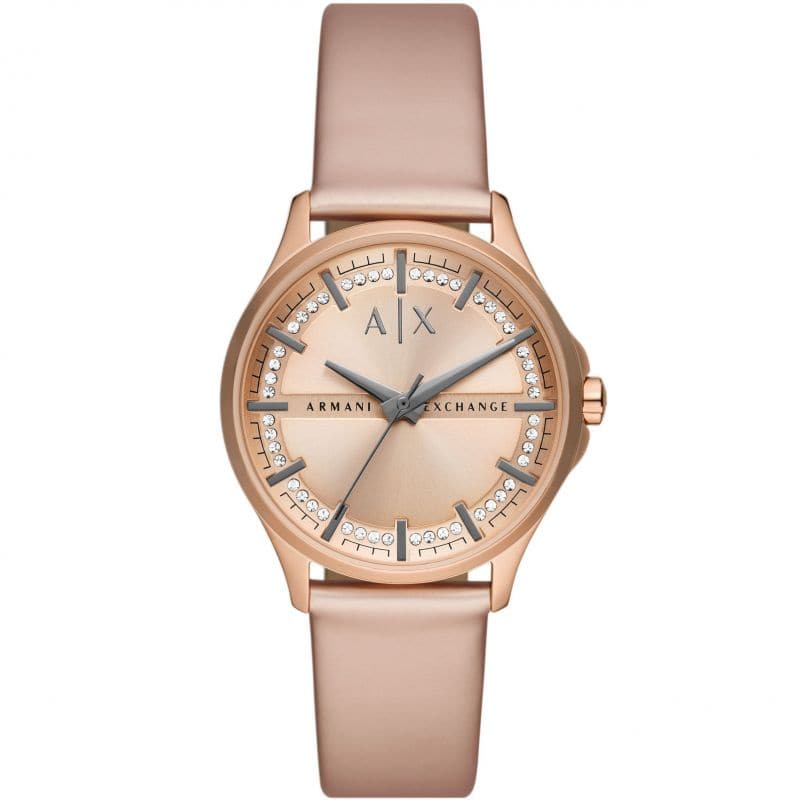 Armani Exchange Leather Rose Gold Dial 36 mm Analog Watch for Women -