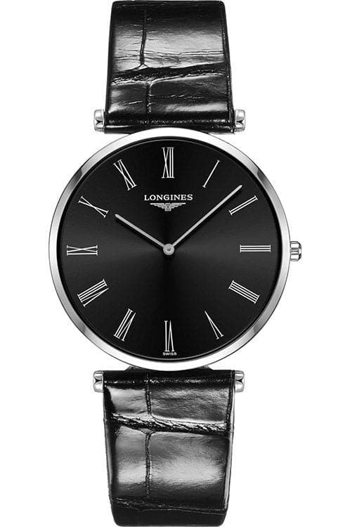 Longines La Grande Classique De Quartz Black Dial Black Leather Strap