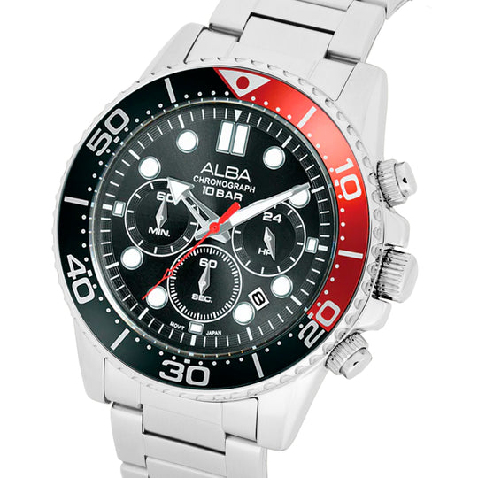 AT3J37X1 Midnight Black Dial with Black+Red Bezel Chronograph