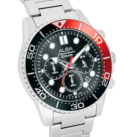 AT3J37X1 Midnight Black Dial with Black+Red Bezel Chronograph