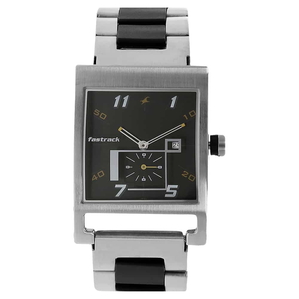 NR1478SM01 BLACK DIAL TWO TONED STAINLESS STEEL STRAP WATCH