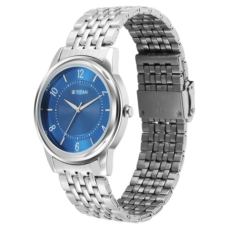 1638SM02 Titan Karishma Zing Quartz Analog Blue Dial Stainless Steel Strap Watch for Men