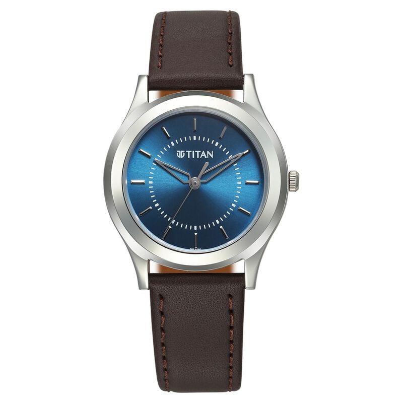 1648SL01 Titan Karishma Zing Quartz Analog Blue Dial Leather Strap Watch for Men