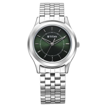 1648SM01 Titan Karishma Zing Quartz Analog Green Dial Stainless Steel Strap Watch for Men