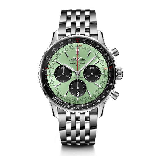 BREITLING  Navitimer B01 Chronograph 43 Mint Green Dial Steel Men's Watch AB0138241L1A1 - Kamal Watch Company