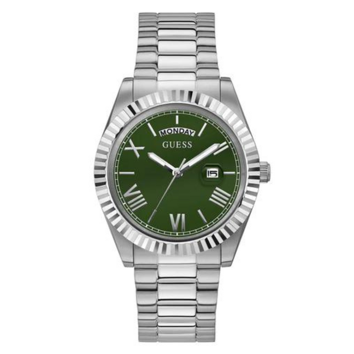 Guess Men's Watch Green Dial Silver Tone Case Quartz GW0265G10