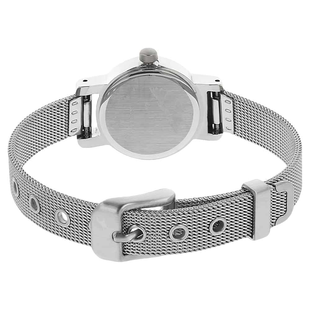 NR2298SM02 WHITE DIAL SILVER METAL STRAP WATCH - Kamal Watch Company