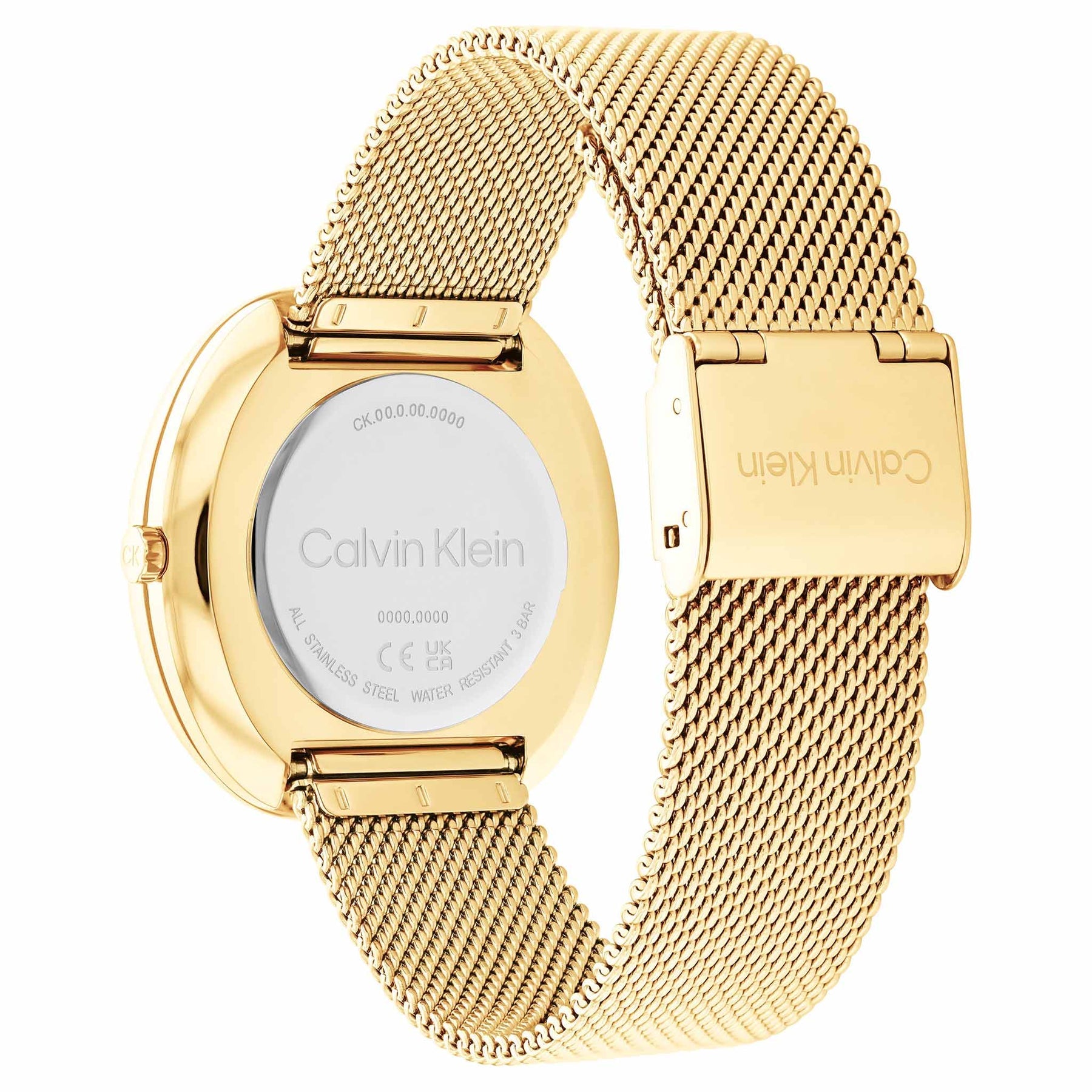 Calvin Klein Gold Steel Mesh Silver White Dial Women's Watch - 25200246 - Kamal Watch Company