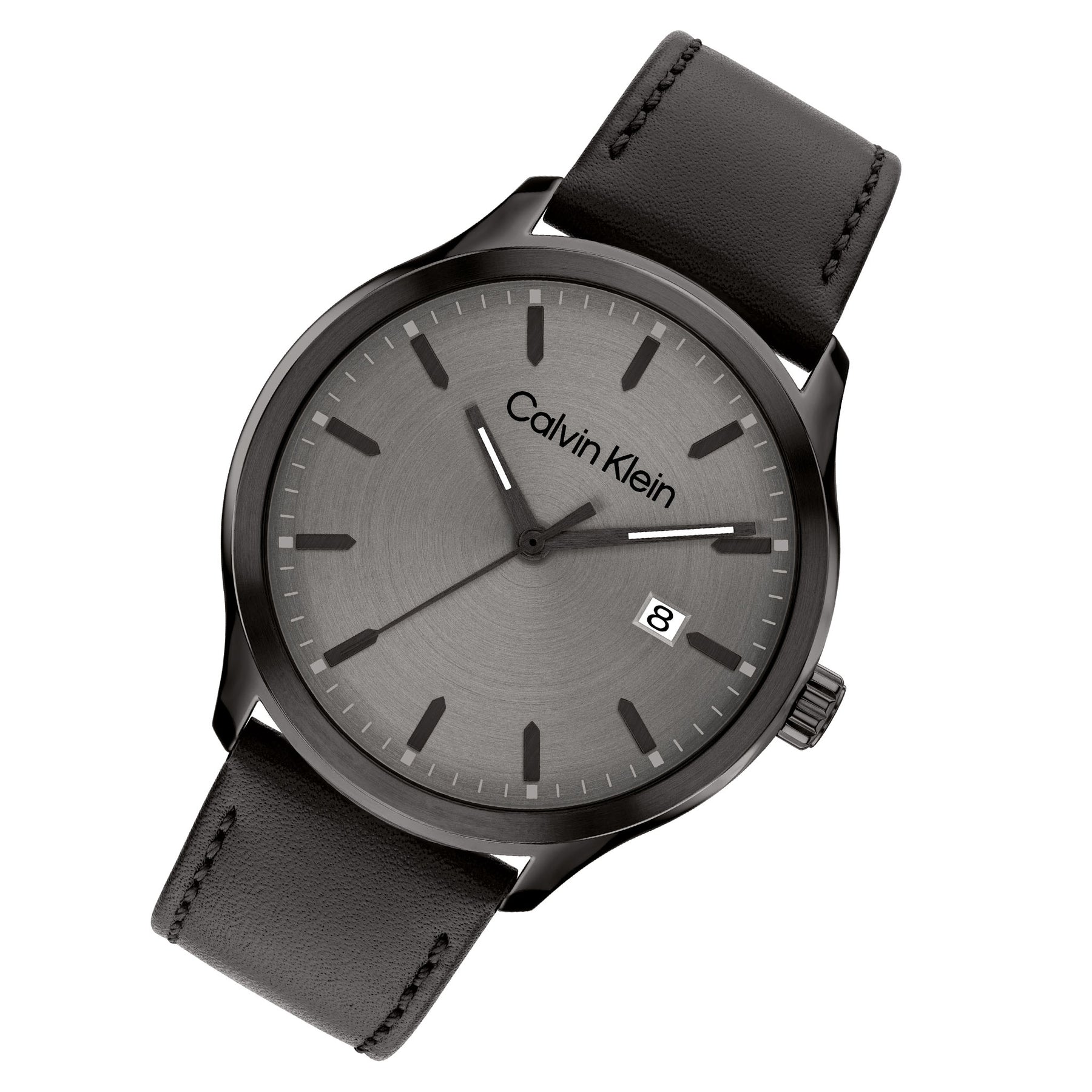 Calvin Klein Black - Dial Men\'s Watch 25200355 Gunmetal Leather