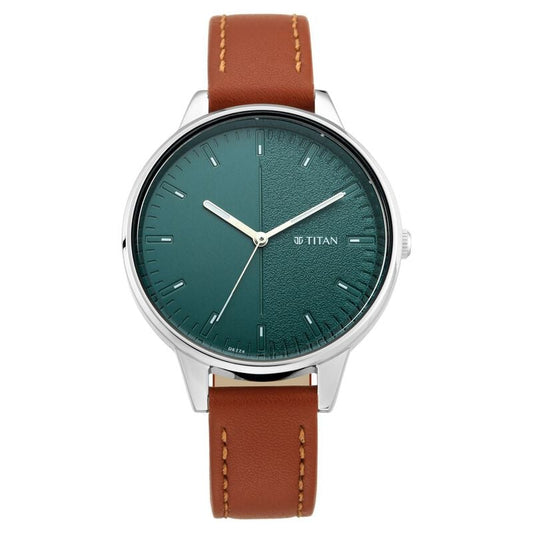 2648SL01 Titan Women's Precision Simplicity Watch: Grey Gradient Dial with Leather Strap