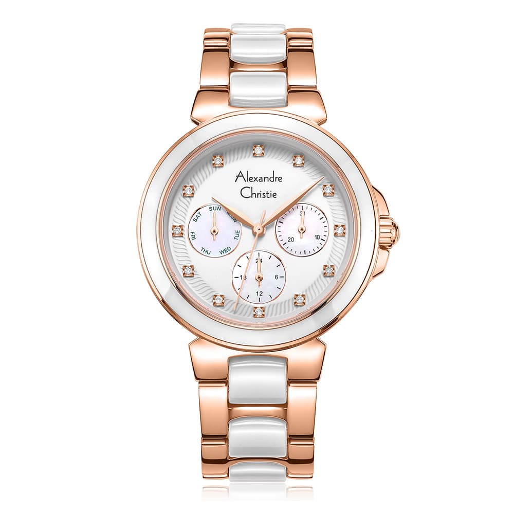 Alexandre Christie AC 2B02 BFB Ladies Multifunction Watch – Silver Rose Gold