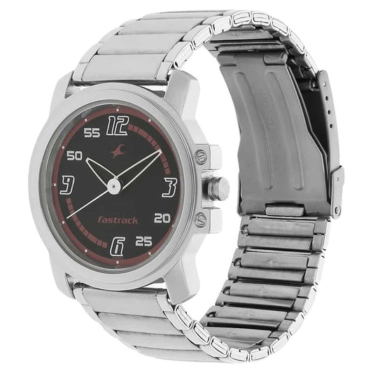 NP3039SM08 BLACK DIAL SILVER STAINLESS STEEL STRAP WATCH