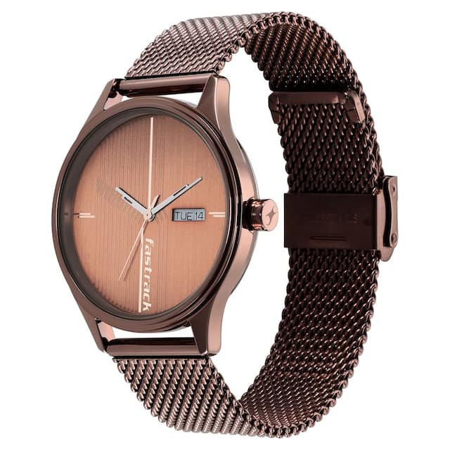 Style Up Brown Dial Stainless Steel Strap Watch NR3247QM02 - Kamal Watch Company