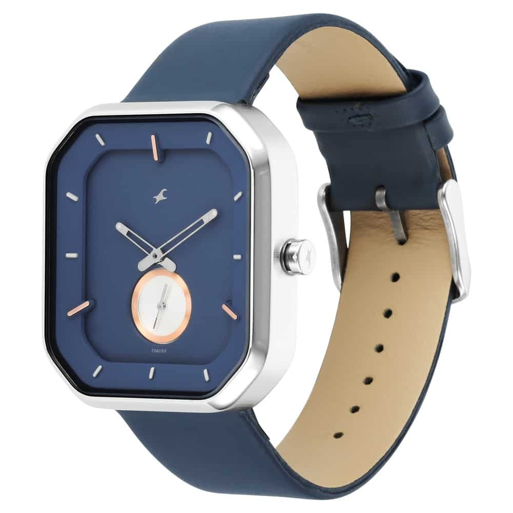 3272SL01 AFTER DARK BLUE DIAL LEATHER STRAP WATCH FOR GUYS