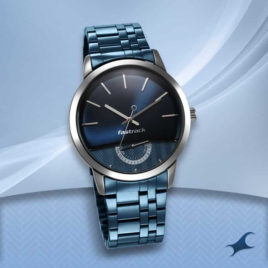 NR3289KM02 OPULENCE BLUE DIAL STAINLESS STEEL STRAP WATCH - Kamal Watch Company