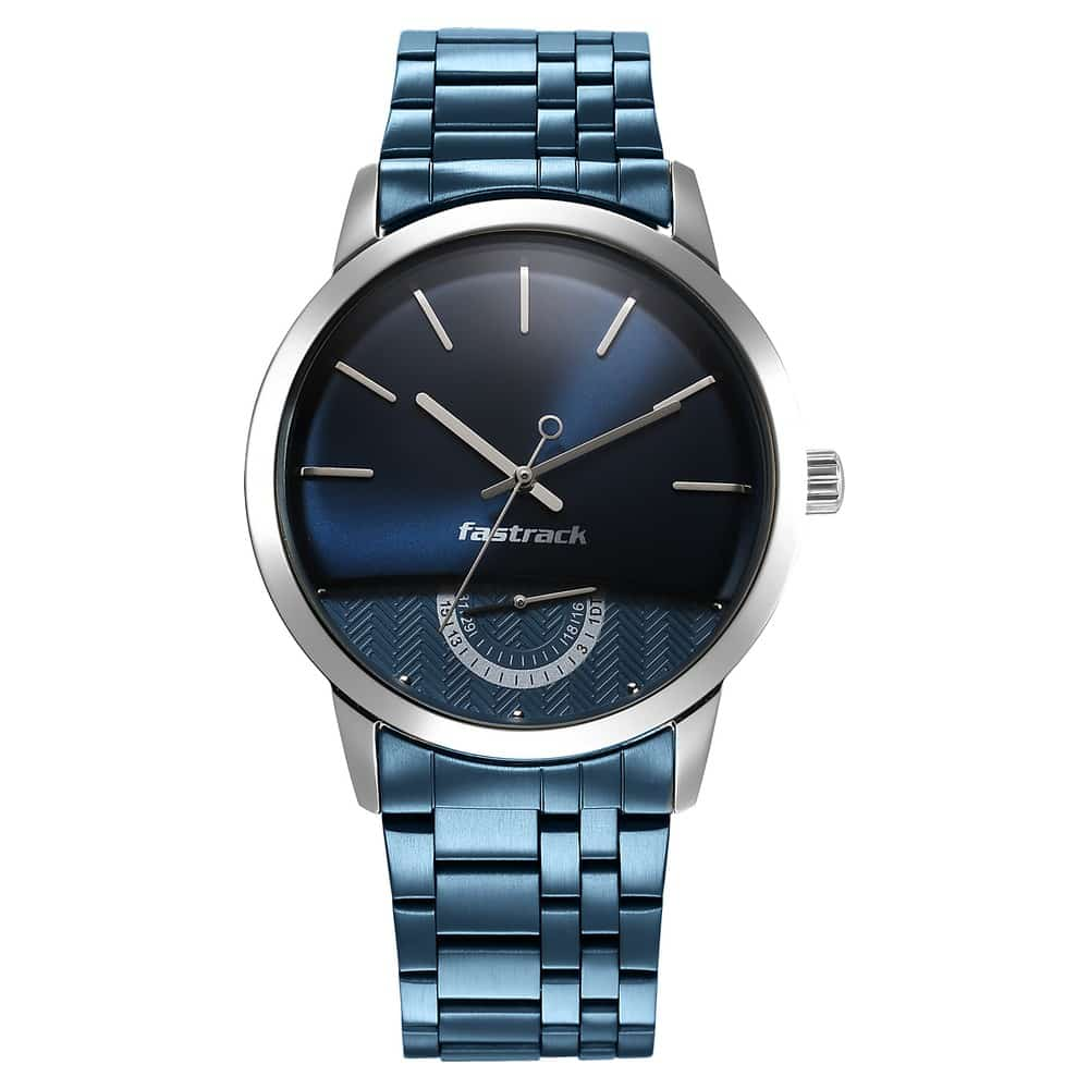 NR3289KM02 OPULENCE BLUE DIAL STAINLESS STEEL STRAP WATCH - Kamal Watch Company