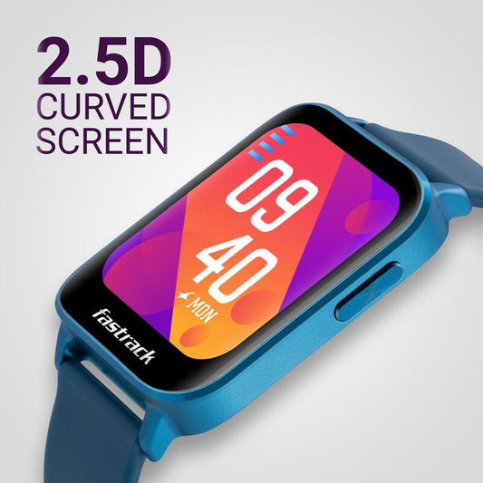 38073AP02 Fastrack Reflex Curv Blue: Health & Sleep Tracker with Bold Curved Display Smartwatch