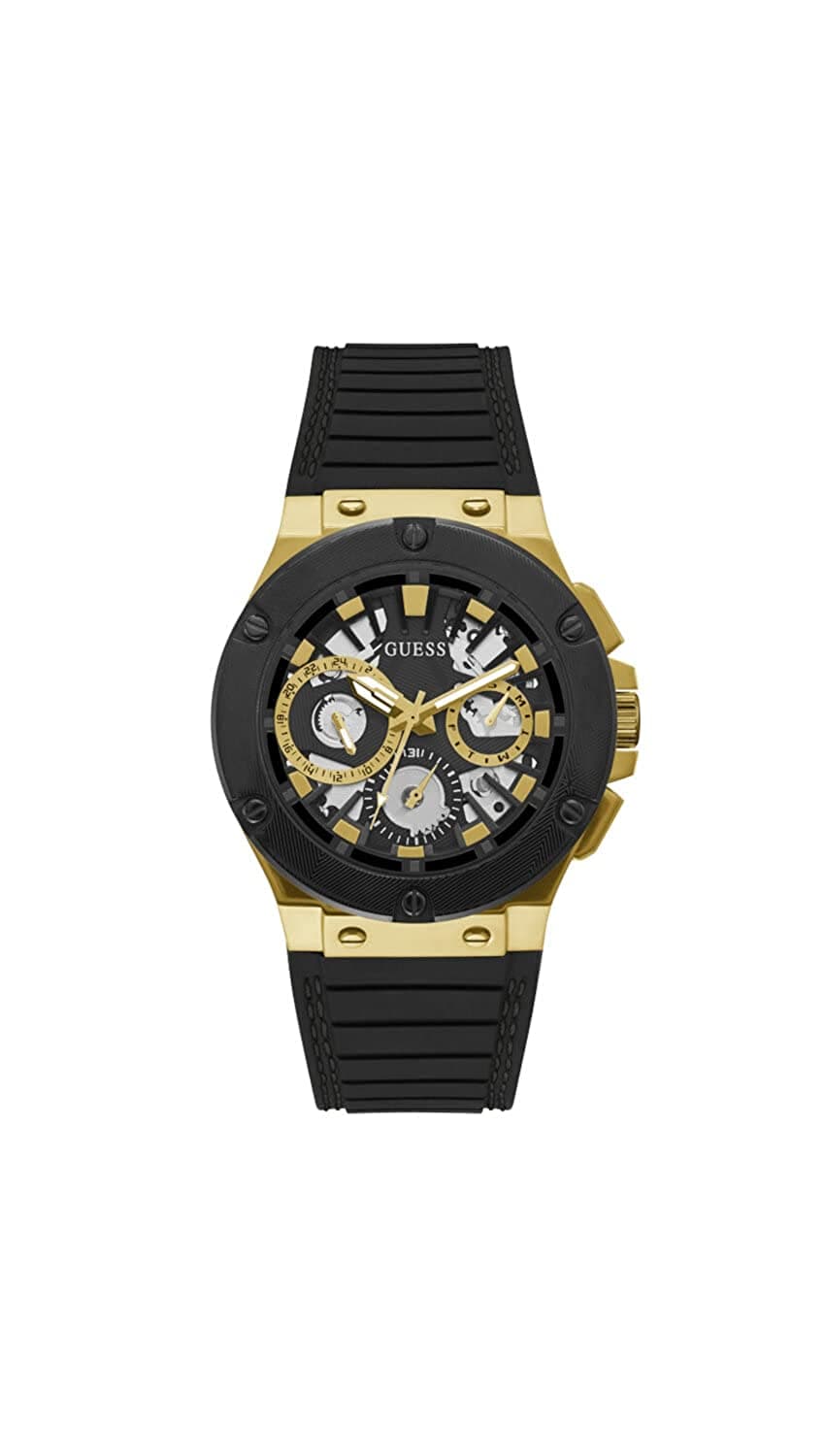 GOLD TONE CASE BLACK SILICONE WATCH